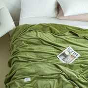 夏季薄款珊瑚法兰绒毛毯沙发空调午睡办公室午休盖毯床单小毯子绿