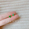 韩国简约祖母绿宝石耳钉S925纯银女法式高级感复古气质网红耳环饰
