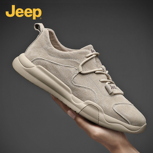 jeep吉普男鞋，2023夏季透气男士板鞋真皮软底，户外运动休闲潮鞋