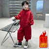 男童套装2023秋冬款中大童加绒加厚红色，本命龙年儿童冬季卫衣