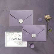 简约ins紫色信封信纸卡片火漆贴情书婚礼请柬信封公司贺卡定制