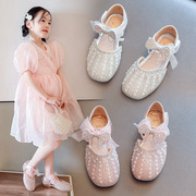 女童公主鞋1-12岁2023儿童珍珠小皮鞋5夏季包头凉鞋宝宝单鞋6