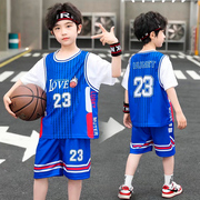 儿童篮球服套装男女孩，定制幼儿园小学生，23号24号短袖表演比赛球衣