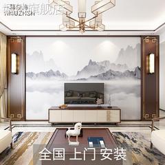 新中式客厅实木护墙板木饰面板电视背景墙装饰板边框客厅集成墙板