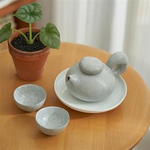 高档肆月日式复古陶瓷，茶壶茶杯套装高档茶具灰色一壶四杯