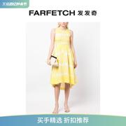 kiton女士抽象印花无袖，中长连衣裙farfetch发发奇