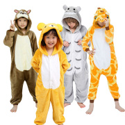 六一儿童卡通动物睡衣小松鼠轻松熊龙猫长颈鹿法兰绒连体表演服装