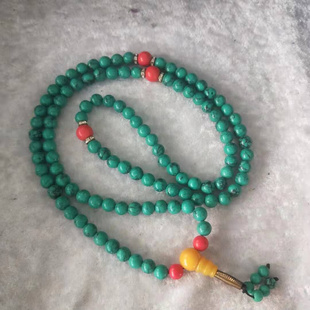 好物藏式念珠佛珠手串，108颗绿松石佛珠手链，优化绿松石男女款项链