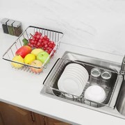 网篮厨房洗菜篮子可抽拉沥水篮收纳筐不锈钢菜篮水槽沥水架水果h