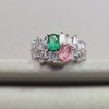 帕帕拉恰祖母绿组合戒指 双颗宝石 颜色搭配清新亮丽 纯天然宝石