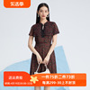 杨门雪纺裙女短袖法式优雅格调，浪漫印花连衣裙，2024夏季中长裙