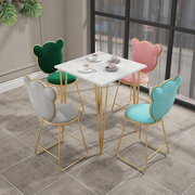 北欧网红奶茶店桌椅组合简约咖啡厅大理石方桌椅甜品店休闲餐桌椅