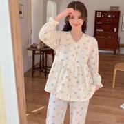 春秋季纯棉哺乳月子服夏薄款产后喂奶孕妇睡衣产妇外出家居服套装