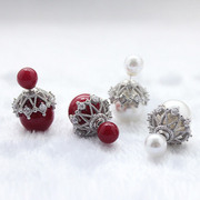 日韩高级感气质双面珍珠，耳钉s925纯银，耳环耳坠女款个性耳饰品礼物