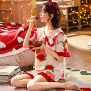 夏季睡衣女纯棉短袖，公主风韩版可爱两件套装薄款卡通春秋天家居服