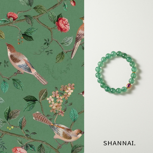 shannai原创「绿野仙踪」天然绿草莓晶水晶，手串紫牙乌石榴石手链