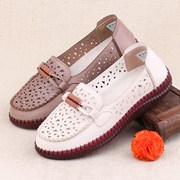 老北京布鞋女鞋镂空透气平跟妈妈鞋圆头宽脚防滑舒适中老年人网鞋