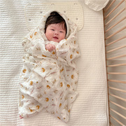 新生儿包巾抱被产房包单夏婴儿纱，布巾浴巾双层纱竹棉襁褓包巾盖毯