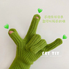 韩国小众品牌可触屏毛线针织手套女秋冬加厚保暖护手五指手套学生