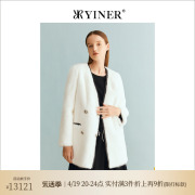 yiner音儿女装2023冬季绒暖水貂毛皮真皮，皮草白色外套