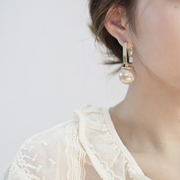 大号珍珠耳钉女夸张韩版时尚气质简约网红耳环银针防过敏配饰品