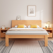 实木床现代简约双人床主卧1.5米床1.2米床全实木，床架欧式床美式床