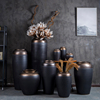 景德镇陶瓷器花瓶摆件客厅，插花落地陶罐，现代简约欧式装饰品黑金色
