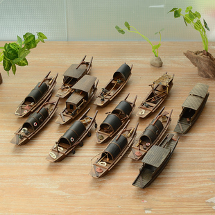 中式实木质乌篷船一帆风顺手工艺品帆船模型摆件客厅摆设生日礼物