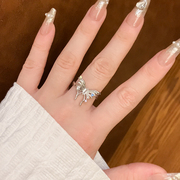 不规则锆石蝴蝶戒指女小众设计素圈戒指女轻奢高级感尾戒食指环女