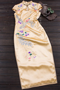 茧玥手工高级定制浅黄色，重磅真丝重工，绣花改良时尚宴会旗袍
