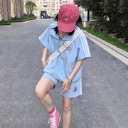 盐系炸街运动套装女夏季学生韩版短袖短裤宽松显瘦时尚休闲两件套