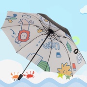 卡通折叠伞雨伞，女黑胶防晒防紫外线太阳伞少女，遮阳伞两用高颜值伞