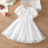 儿童短袖白裙子(白裙子)2023女童，连衣裙夏装蕾丝，中大童公主超仙纱裙夏