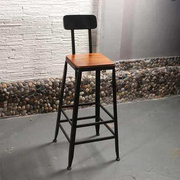 美式实木铁艺靠墙吧台桌家用阳台奶茶店酒吧咖啡厅高脚餐桌椅组合