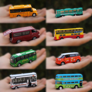 回力仿真合金汽车模型校园双层车旅游公交小宝宝，巴士儿童玩具客车