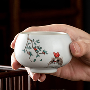 汝窑功夫茶具茶杯子主人，杯单杯开片可养品茗杯单个茶碗陶瓷大号杯