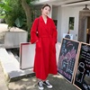 中国红红色双面尼羊绒大衣女，高端澳洲进口100纯羊毛黑色高档外套