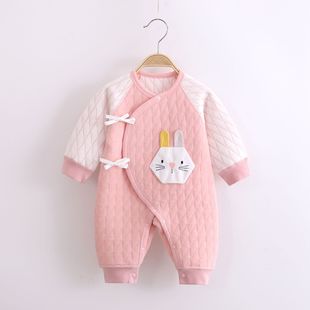 新生婴儿衣服冬季保暖连体衣护肚初生宝宝0-3个月纯棉空气棉薄棉