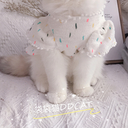 纯袋猫icns猫咪荷叶，边t恤可爱波点，连衣裙宠物公主袋棉猫服装