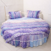 纯棉紫色圆床四件套全棉床裙薰衣草蕾丝欧式2m床单定制多件套