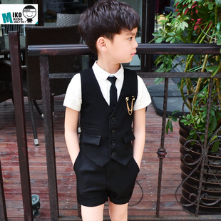 夏季韩版男童西装马甲套装儿童六一演出服花童礼服男孩小礼服