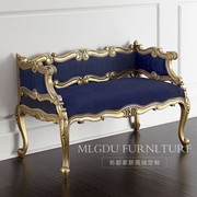 高端定制家具欧式复古实木雕花金色沙发美式新古典小户型布艺沙发