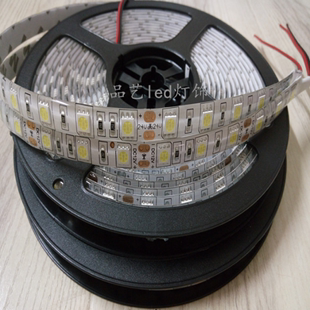 led灯带12v5050贴片防水七彩冰蓝粉红30灯120珠展柜自粘软灯条24v