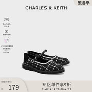 charles&keith春夏女鞋ck1-70380959女士，平底珍珠玛丽珍鞋单鞋女