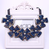 假领子项链韩国饰品蓝色，花朵水晶米珠，假领子装饰丝带项链n110