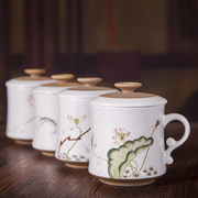 景德镇手绘茶杯陶瓷杯 带盖过滤泡茶杯 家用个人办公室水杯子茶具