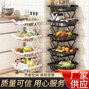 厨房免安装可折叠置物架多层落地果蔬，收纳架子折叠菜篮省空间