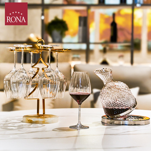 RONA洛娜进口棱镜葡萄高脚杯红酒杯家用高档水晶玻璃醒酒器套装