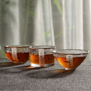 中式初雪金点小茶杯耐热玻璃品茗杯一口杯功夫茶具果酒杯小杯子