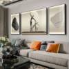现代简约客厅装饰画线条，艺术挂画沙发背景墙，三联画抽象壁画高级感